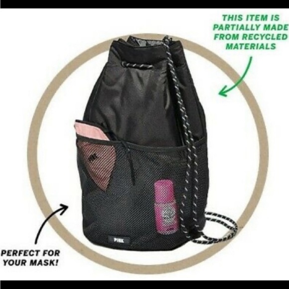 Victoria's Secret Drawstring Backpack Black - Picture 2 of 4